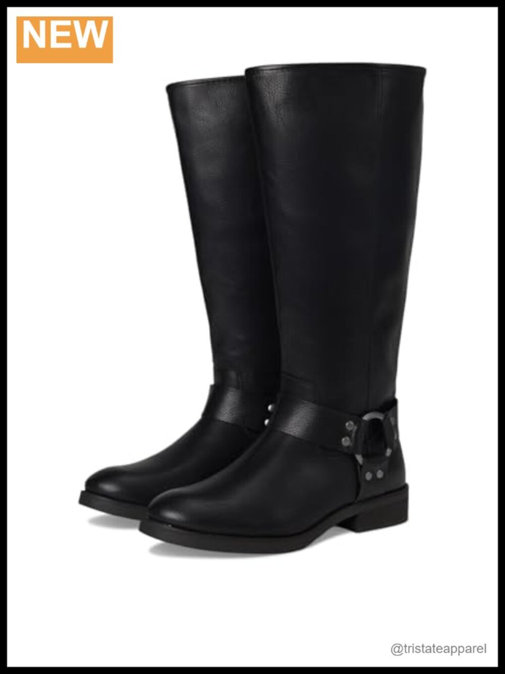 FRYE Kellie Harness Wide Calf Boots Vegan Leather Moto Zip